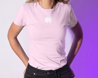 Geborduurd T-shirt ijsbeer: biologisch katoen, veganistisch