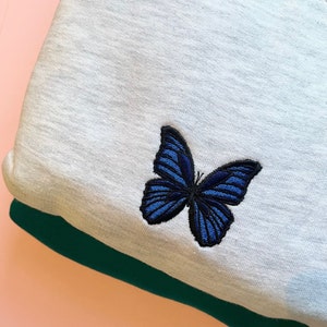 Blue butterfly embroidered hoodie, blue butterfly, butterflies, common butterfly, Hoodie, UK