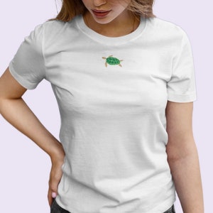 Turtle tshirt, turtle embroidered tshirt, turtles, turtle t shirt, tshirt vegan, ethical