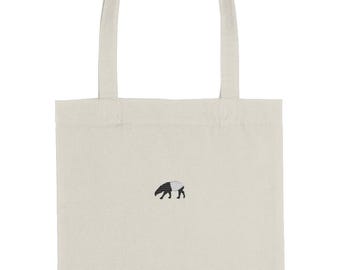 Malayan Tapir Embroidered Tote Bag, Tapirs Tote Bags