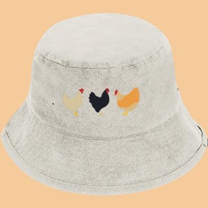 Sombrero de pescador con diseño de pollo, sombrero de pescador con diseño de pollo, sombrero de pescador con diseño de pollo bordado, sombrero de pollo