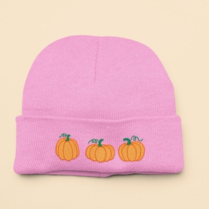 Pumpkin Embroidered Beanie Hat, Pumpkins, Pumpkin, Pumpkin hat, Autumn embroidery, Beanie Hat