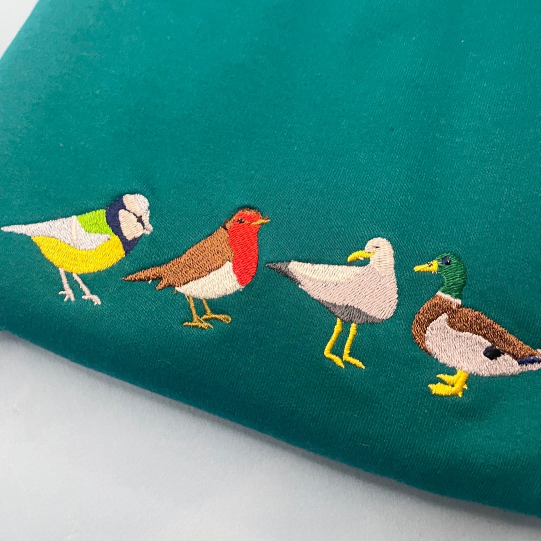 British Birds Embroidered Sweatshirt Bird Jumper Garden Etsy