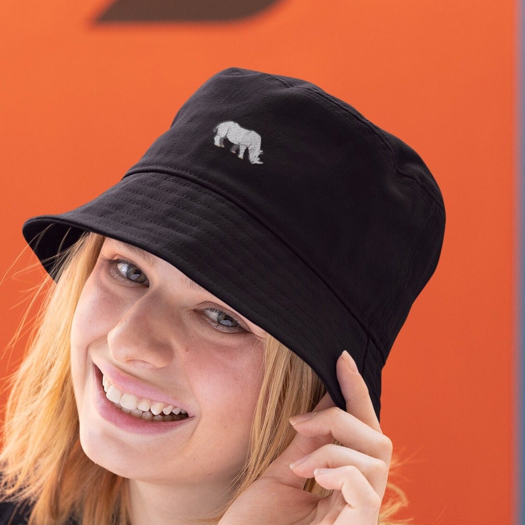 Rhino Embroidered Bucket Hat, Rhino, Embroidered Rhino, Bucket Hat