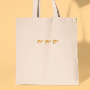 Camel Embroidered Tote Bag, Camel Bag, Camel Tote, Camels Tote Bag, Embroidered Camel