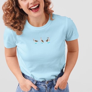 Blue Footed Booby tshirt, Unisex, Blue Footed Booby embroidered tshirt, Blue Footed Bird Tshirt, Blue Footed Booby