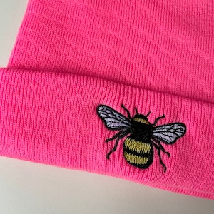 Bee Bumblebee embroidered beanie, Bee beanie hat, Bumblebee, bee, embroidered hat