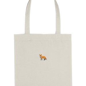 Fox Embroidered Tote Bag, Fox Tote Bag, Fox bag, Tote Bag, Embroidered Fox