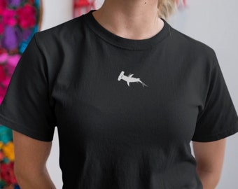 Embroidered Hammerhead Shark T-shirt: Organic Cotton Unisex Fit