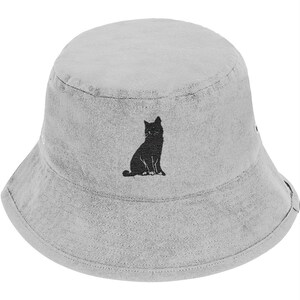 Black Cat Embroidered Bucket Hat, Black Cat hat, Embroidered Black Cat Bucket hat