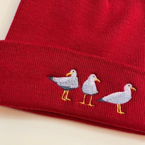 Seagull Embroidered Beanie Hat, Seagull hat, Seagulls, Seaside, Beanie Hat, Seagull hat, Embroidered, British Birds