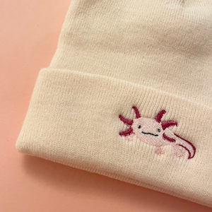 Axolotl Beanie Hat, Axolotl hat, Embroidered Axolotl, Axolotls, Beanie Hat, Axolotl hats