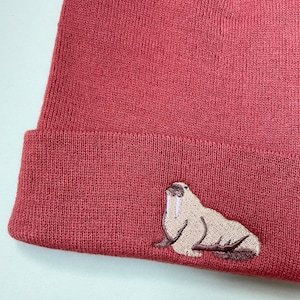 Walrus embroidered beanie hat, Walrus hat, beanie hat, Walruses, Embroidered beanie hat