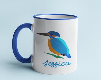 Mug martin-pêcheur, faune britannique, cadeau personnalisé