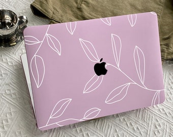 Tree Leaves Lavender Case Cover for Macbook Pro 14 16 M1 Case Macbook Pro 13 15 16, A2337 A2338 Custom Name Laptop Office University Gift