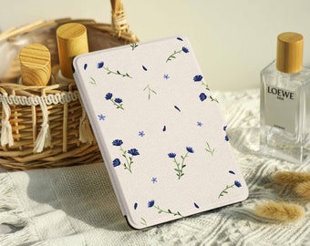 Blue Flowers Kindle Case, Paperwhite 6.8"Case, kindle 10th 11th, Personalization Kindle Paperwhite Cover, All New Kindle Case 2022