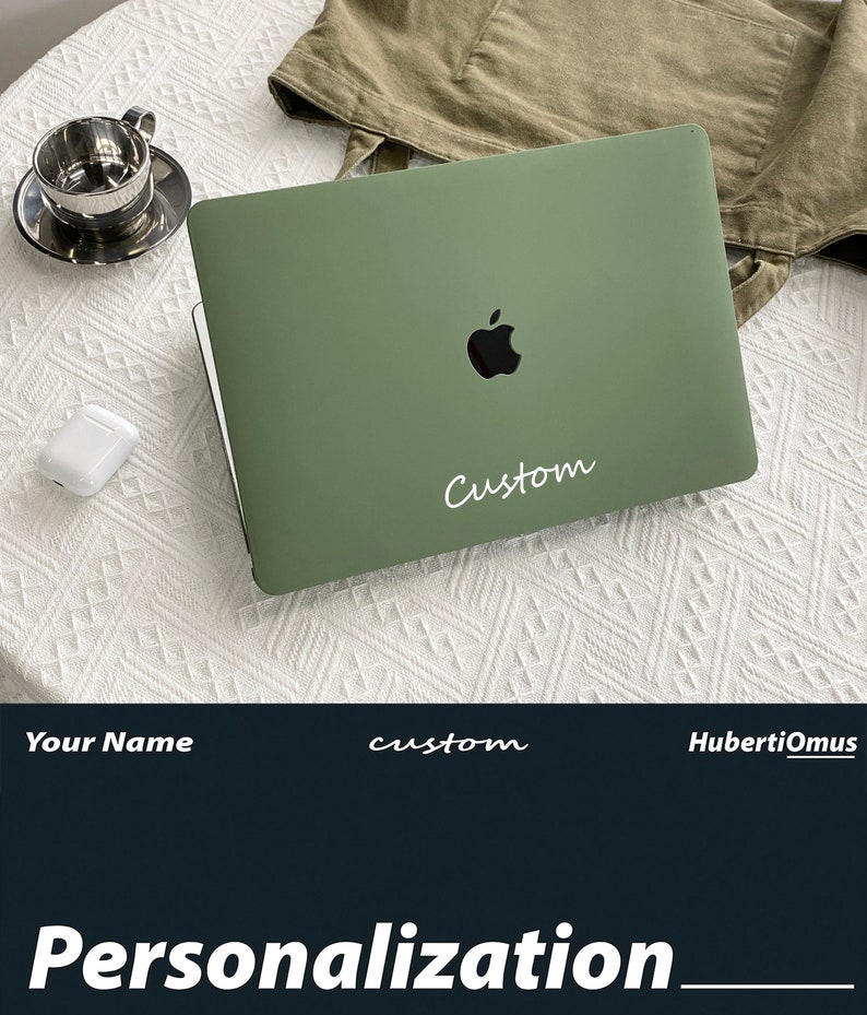 Khaki Green Case Cover for MacBook Pro 14 16 M1 Case MacBook Pro 13 15 16, A2337 A2338 Custom Name Laptop Office University Gift image 2