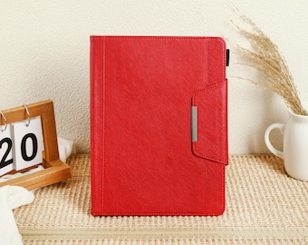 Vintage Red Leather iPad Case for Air 5 4 3 Case, Mini 5/6, Air 4/5th Case, iPad 8/9/10th, iPad Pro 2022, 2021 case, Pro 11 12.9 Case