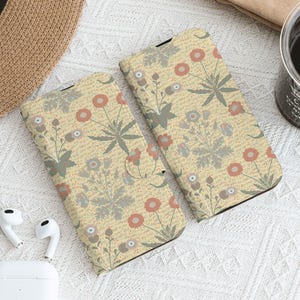 Vintage Floral iPhone Case, Wallet Phone Case with Card Slot, Personalized Flip Phone Case for iPhone 16 15 14 13 12 11 Pro Max