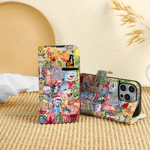 Capa personalizada Feliz Natal para iPhone 16 Pro, carteira com compartimento para cartão, capa de telefone com tampa flip personalizada para iPhone 16 15 14 13 12 11 Pro Max
