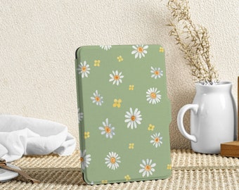 Green Daisy Kindle Paperwhite Case, Paperwhite 6.8 Case, kindle 10th 11th, Personalization Kindle Paperwhite Cover, Kindle 2022 Case