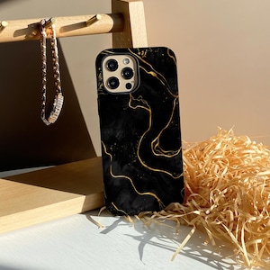 Luxury Gold Silk Black iPhone 15Case, 14, 15 Pro Max, 13,14,15 Pro Case, iPhone 11 12 Case, 13 Pro Max Case, Funda personalizada