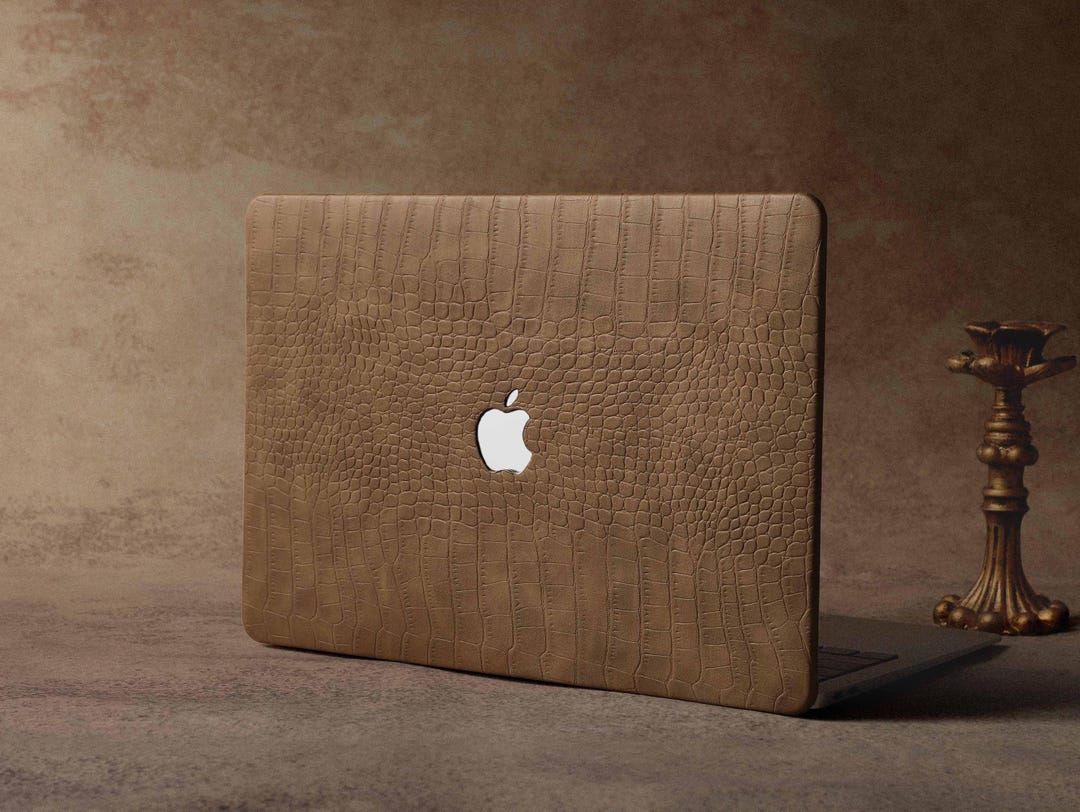 Dark Camel Leather Crocodile Print Case, Retro Hard Case for MacBook ...