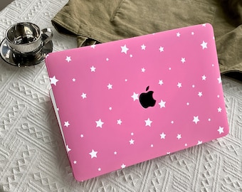 Coque Starry Night Pink Case pour Macbook Pro 14 16 M1 Case Macbook Pro 13 15 16, A2337 A2338 Nom personnalisé Ordinateur portable Bureau Université Cadeau