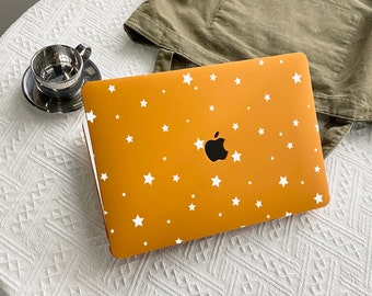 Starry Night Orange Case Cover pour Macbook Pro 14 16 M1 Case Macbook Pro 13 15 16, A2337 A2338 Nom personnalisé Ordinateur portable Bureau Université Cadeau