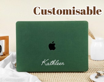 Dark Green Elements Leather MacBook Case for New MacBook Pro13 14, macbook pro 15 16 inch, MacBook Air 11 13 Case, Laptop Hard Case