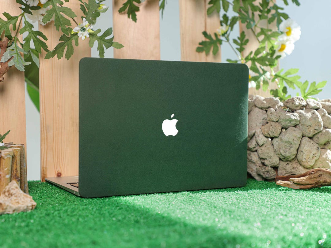 Dark Green Fuzzy Leather MacBook Case for New MacBook Pro13 14, MacBook ...