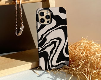 Brown and Black Abstract Swirl iphone 15 Case, 14 15 Pro Max, 13 14 15 Pro Case, iPhone 11 12 Case, 13 Pro Max Case, Personalised Case Cover