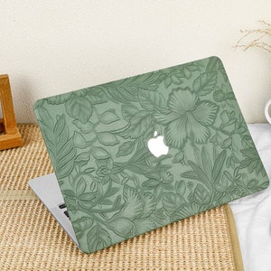 Custodia MacBook in pelle stampata verde per il nuovo MacBook Pro13 14, MacBook pro 15 16 pollici, custodia MacBook Air 13, custodia rigida per laptop, A3114/A3113