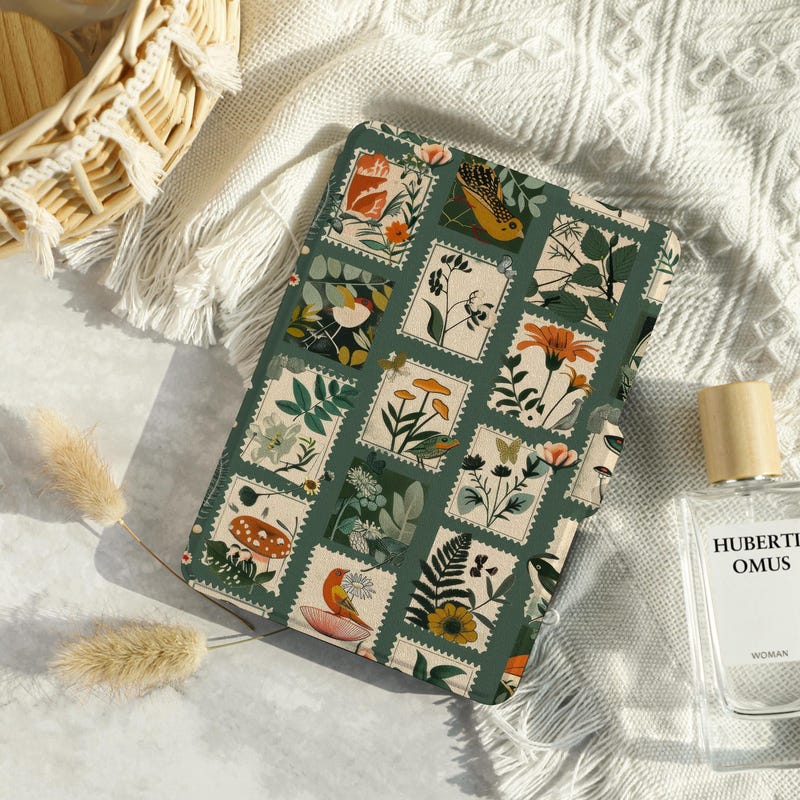 Green Postage Stamps Kindle Case, Paperwhite 6.8"Case, kindle 10th 11th, Personalization Kindle Paperwhite Cover, All New Kindle Case 2022
