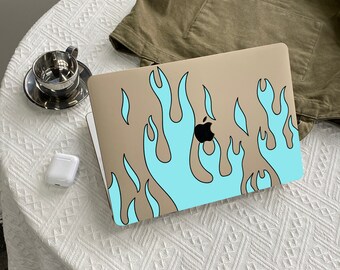 Brown Flame Paint Spray Case Cover for Macbook Pro 14 16 M1 Case Macbook Pro 13 15 16, A2337 A2338 Custom Name Laptop Office University Gift