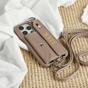 Capa crossbody para iPhone com compartimento para cartão, capa carteira de couro personalizada para iPhone, bolsa de couro seixo para iPhone 14 13 12 11 Pro Max