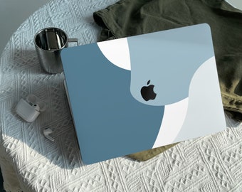Housse de protection bleue progressive pour Macbook Pro 14 16 M1, étui Macbook Pro 13 15 16, A2337 A2338, nom personnalisé, ordinateur portable, bureau, cadeau universitaire
