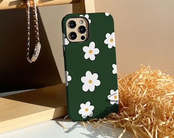 Dark Green Flowers iPhone 17 Case 14, 15, 16, 17 Pro Max, 13, 14, 15 Pro Case, iPhone 11 12 Case, 13 Pro Max Case, Personalized Case Cover