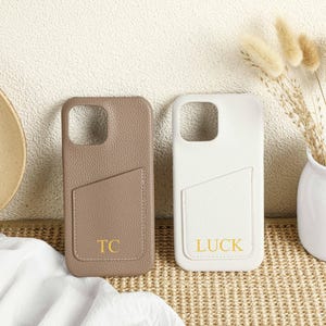 Pebble Vegan Leather iPhone Case with Card Slot, Personalised Leather iPhone Wallet Case, Leather Purse Bag for iPhone 14 13 12 11 Pro Max