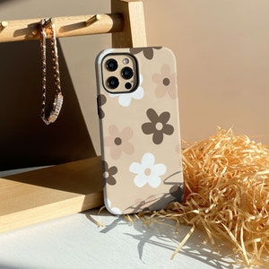 Fleurs brunes simples Mix iPhone 15Case, 14, 15 Pro Max, 13,14,15 Pro Case, iPhone 11 12 Case, 13 Pro Max Case, Housse de boîtier personnalisée