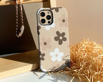 Simple Brown flowers Mix iPhone 15Case, 14, 15 Pro Max, 13,14,15 Pro Case, iPhone 11 12 Case, 13 Pro Max Case, Personalised Case Cover