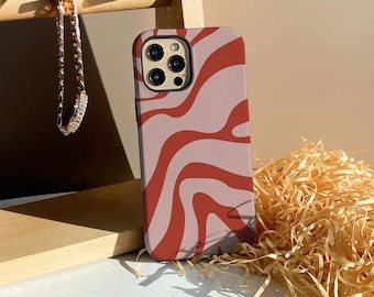 Red Swirl iPhone 15 Case, 14 15 Pro Max, 13 14 15 Pro Case, iPhone 11 12 Case, 13 Pro Max Case, Personalised Case Cover