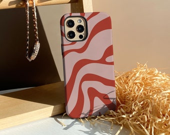 Red Swirl iPhone 17 Case, 14 15 16 17 Pro Max, 13 14 15 16 17 Pro Case, iPhone 11 12 Case, 13 Pro Max Case, Personalized Case Cover