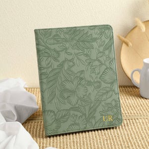 Custodia in pelle vegana con motivo a fiori verdi per iPad Air 5, 4 e 3, Mini 5/6, Air 4/5, iPad 8/9/10, iPad Pro 2022, 2021, Pro 11 e 12,9.