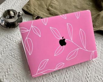 Tree Leaves Pink Case Cover pour Macbook Pro 14 16 M1 Case Macbook Pro 13 15 16, A2337 A2338 Nom personnalisé Laptop Office University Gift