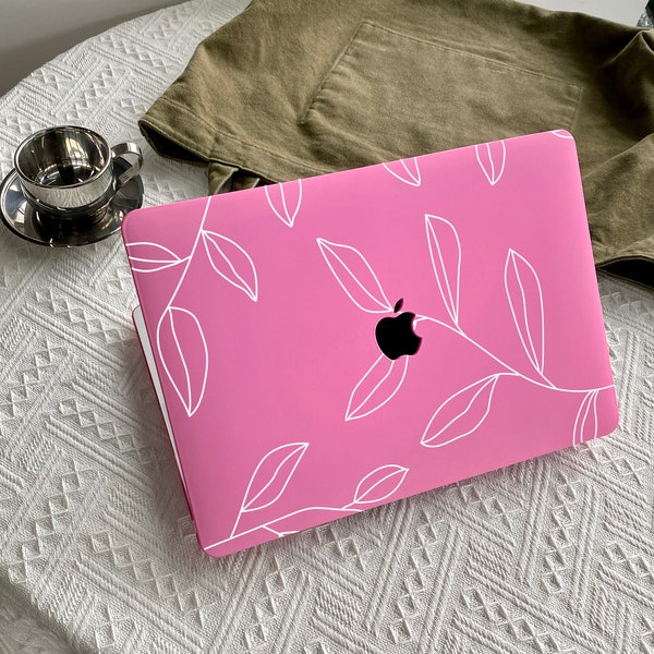 Tree Leaves Pink Case Cover for Macbook Pro 14 16 M1 Case Macbook Pro 13 15 16, A2337 A2338 Custom Name Laptop Office University Gift