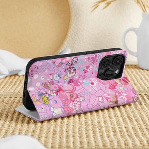 Pink Doll World Custom iPhone 16 Pro Case, Wallet with Card Slot, Personalized Flip Lid Phone Case for iPhone 16 15 14 13 12 11 Pro Max