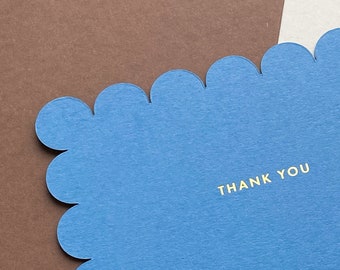 Thank You Card | Minimalist Scallop Edged Gold Foil A6 Card