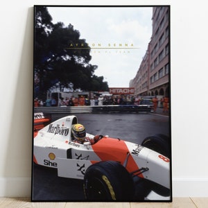 Cartel de F1 Ayrton Senna, impresión enmarcada de Ayrton Senna, regalo de Fórmula 1 enmarcado, arte de pared de Ayrton Senna, arte de pared enmarcado de F1 Ayrton Senna