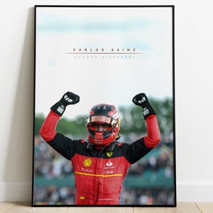 Cartel de F1 Carlos Sainz, impresión enmarcada de Carlos Sainz, regalo de Fórmula 1 enmarcado, arte de pared de Carlos Sainz, arte de pared enmarcado de F1 Carlos Sainz